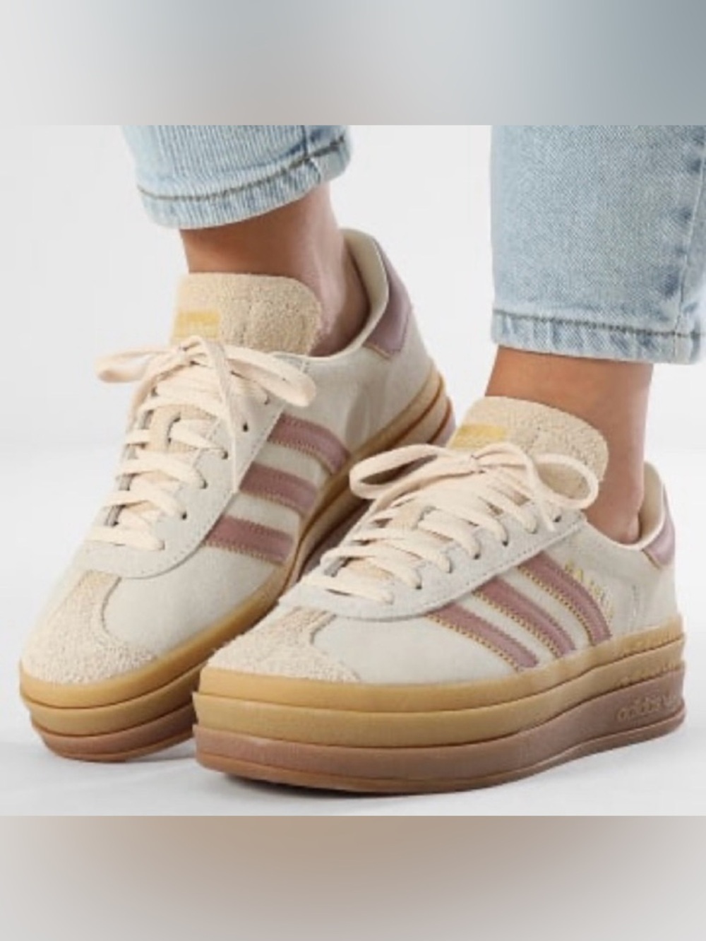 Adidas Gazelle Bold W Cream White Warm Clay Sand Strata Platform Sneakers 6.5